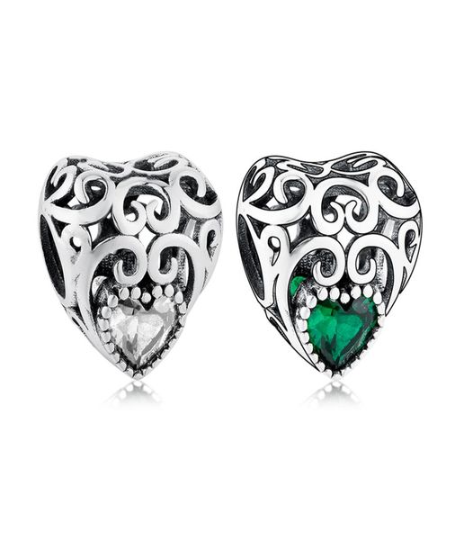 

fit original charm bracelet authentic 925 silver openwork green clear birth stone may april bead for making women berloque diy7733493, Black