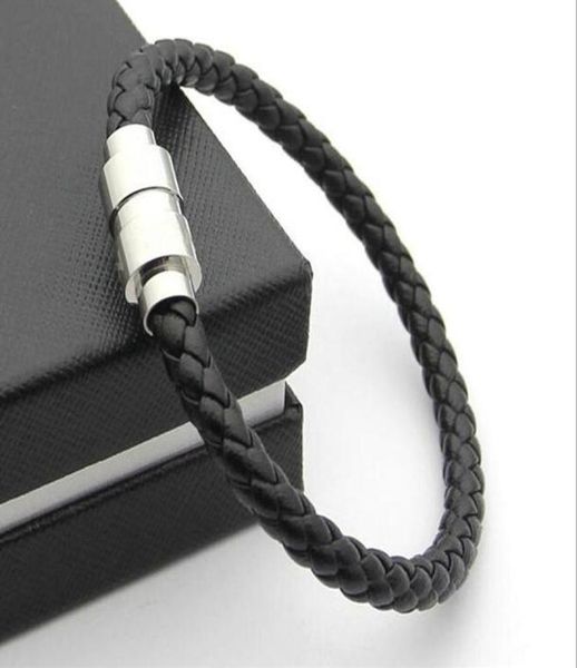 

designer itanium steel bracelets men woman magnetic buckle genuine leather braid bracelet in 20cm luxury bangle ettike charm brace3532745, Black