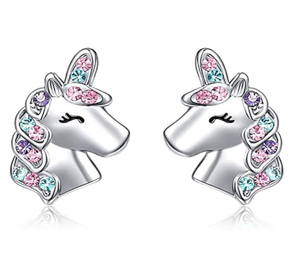 

women charm unicorn earrings cat love ear studs rainbow children girls fashion accessories 91222892228, Golden;silver