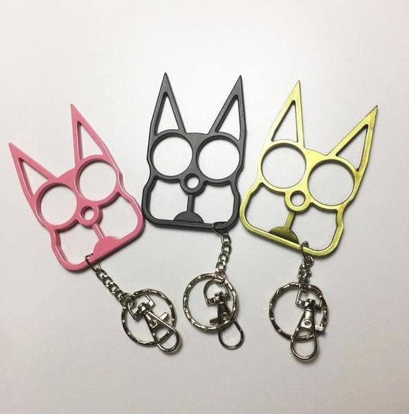 

5282cm cute cat keychain rabbit ears design selfdefense tool two finger clasp with key chain selfdefense supplies outdoor win9363528, Silver