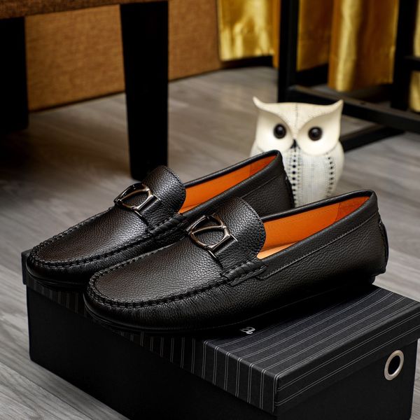 

mens designer dress shoes brand fashion business casual flats male breathable formal office working loafers size 38-46, Black