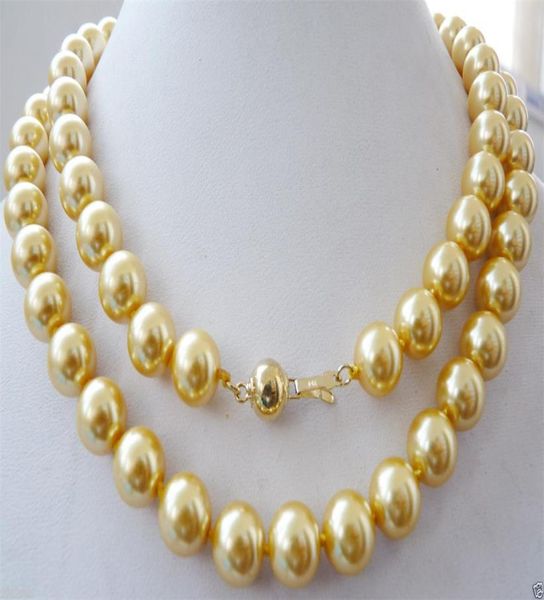 

10mm yellow south sea shell pearl necklace 34quot 14k gold clasp6178290, Silver