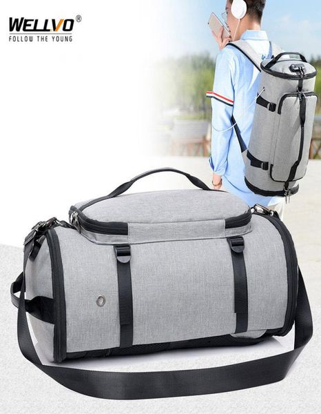 

men travel bag multifunction duffle bags luggage lapbackpack usb charge weekend crossbody bag antitheft rucksack lj2011119646178