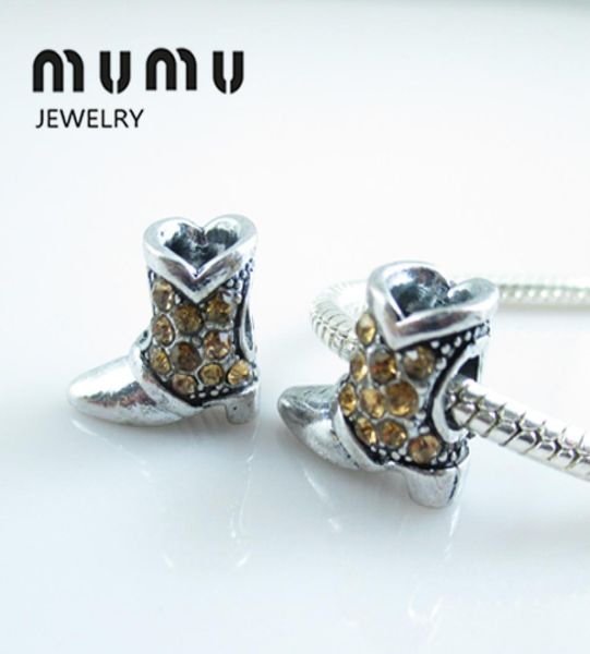 

50pcs fashion diy jewelry boots charm beads silver plated with crystal high heeled shoes loose beads fits european charms bracelets2702265