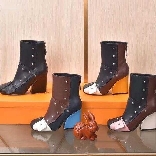 

quality fashion leather star women designer boots martin short spring ankle exquisite woman shoes cowboy booties bagshoe, Black