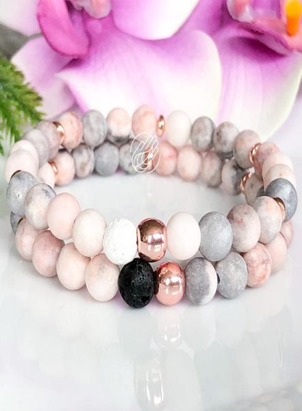 

mg1102 pink zebra jasper natural stone bracelet healing crystals mala yogi bracelet for women lava rock essential oil diffuser bra8989223, Black