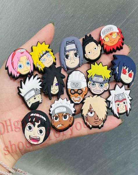 

100pcs/lot anime comic sasuke soft pvc shoe charms jibtz for babe accessories cartoon shoes ornaments decorations as promotional gift3560420, White;pink