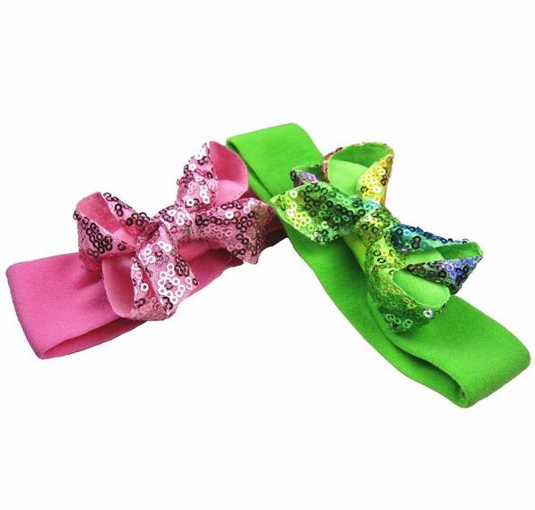 

10pcslot 15039039 nylon interchangeable headbands children hair headband with glitter hair bow9212659, Pink