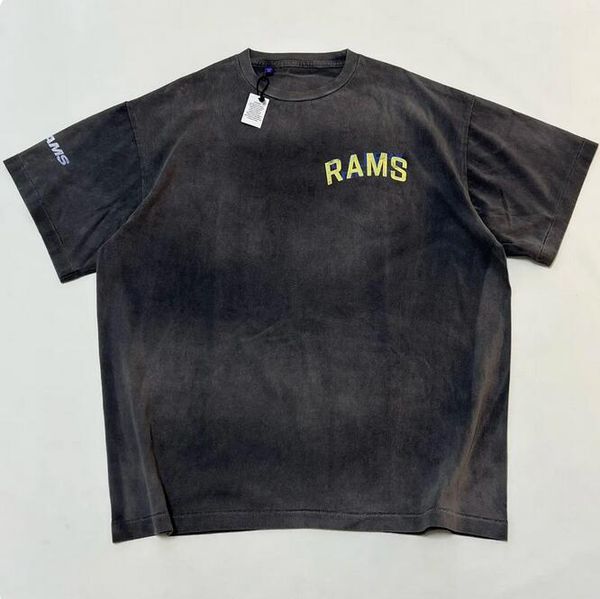 

1 quality black tee vintage oversize t shirt men women 23ss, Black;brown