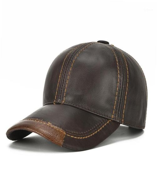 

genuine cowhide baseball caps for men autumn winter warm leather snapback hatnew retro male visor sun caps chapeu for dad gift14988472, Blue;gray