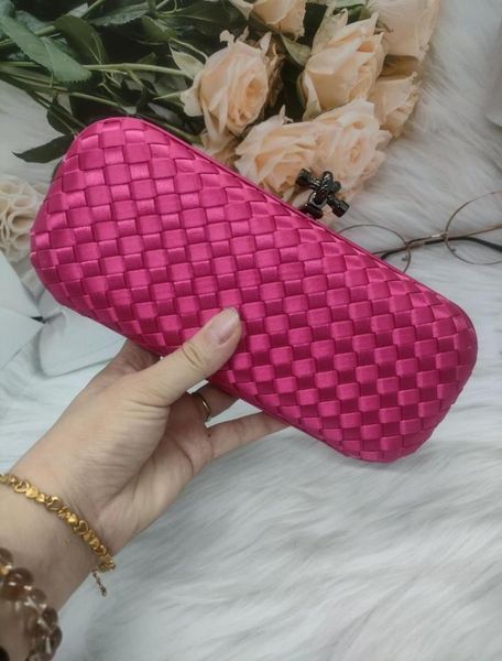 

evening bags women39s satin dinner party clutch bag handwoven handmade lock handbags flap chain shoulder messenger crochet ba8754904