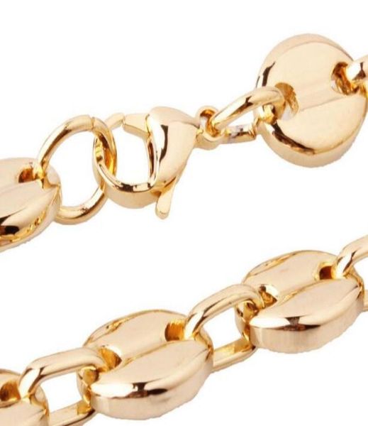

ship 1803903932039039 choose the lenght stainless steel gold coffee beans necklace chain 9mm wide shiny for wome9392921, Silver