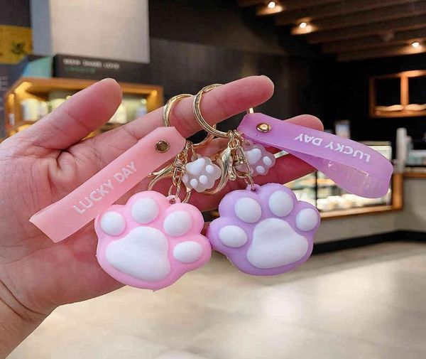 

keychains cat cat paw car key silicone personality creative couple pendant lovely bag6850024, Silver