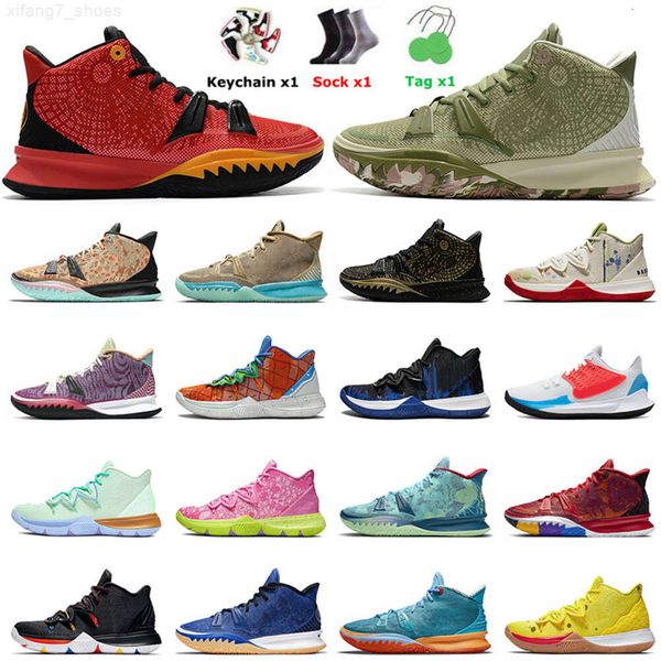 

kyries 7s mens basketball shoes 5a-kyrie 5 special-fx pale ivory anime hip hop horus brown green irving 7 trainers outdoor sports sneakers s