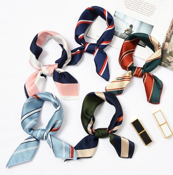 

whole new elegant women square silk head neck satin designer scarf skinny retro hair tie band small fashion square scarf 40 co9492393, Blue;gray