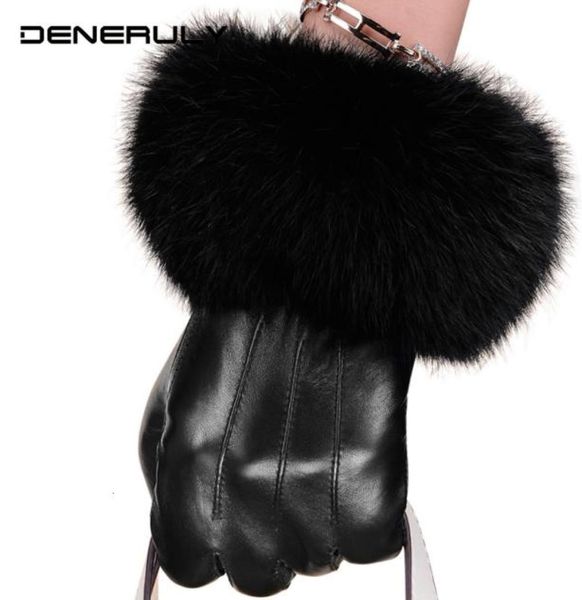 

five fingers gloves winter women 2021 touch screen genuine leather black luva guantes handschoenen modis hiver femme6862367, Blue;gray