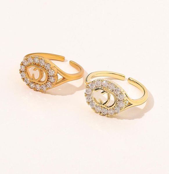 

fashion jewelry designer rings women loves charms wedding supplies crystal 18k gold plated copper finger adjustable ring luxury ac7714901, Slivery;golden