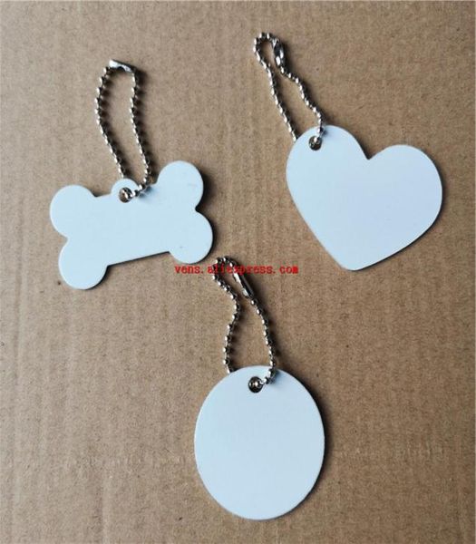 

sublimation aluminum rectangle bones heart blank keychains transfer printing key ring two sides can printed 15pieceslot t20081548221, Silver