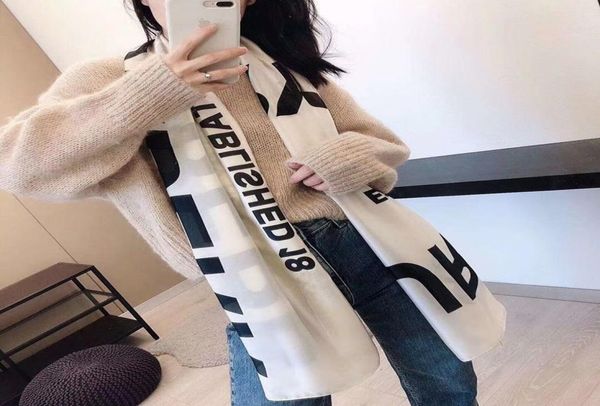 

2022 beautiful famous designer letter pattern silk scarf size 180x90cm9446702, Blue;gray