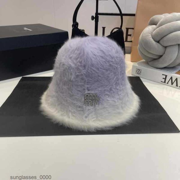 

luxury fisherman hat designer emus cap women's basin hat bucket hat rabbit hair fabric, Blue;gray