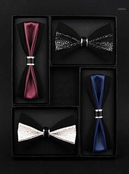 

bow ties tie highquality men039s banquet business event wedding suit shirt accessories trendy pu leather double layer bowtie g6436890, Black;gray