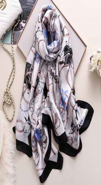 

brand designer silk scarf foulard bandana long lrage shawls wrpas winter neck scarves pashmina lady hijab 2020 new ln4813945, Blue;gray