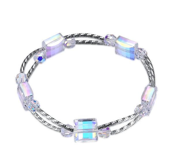

fashionable charm bracelet sterling silver crystal from rovski elements size sugar cube bangles s925 silver chirstmas gifts potala1781792833, Golden;silver