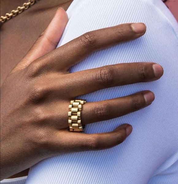 

ladies stainless steel gold plated tarnish ring fashion hip hop wristband finger rings for women8722305, Golden;silver