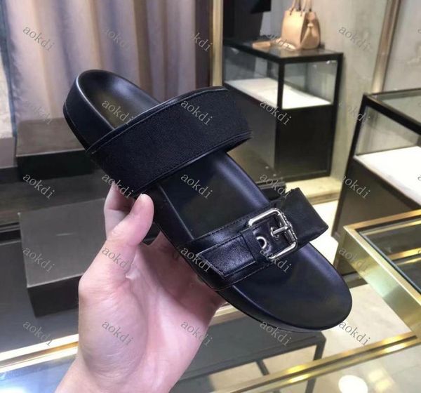 

classic shoes summer luxury woman beach cartoon big head slippers designer leather flat women belt buckle sandals el bath men f5203747, Black