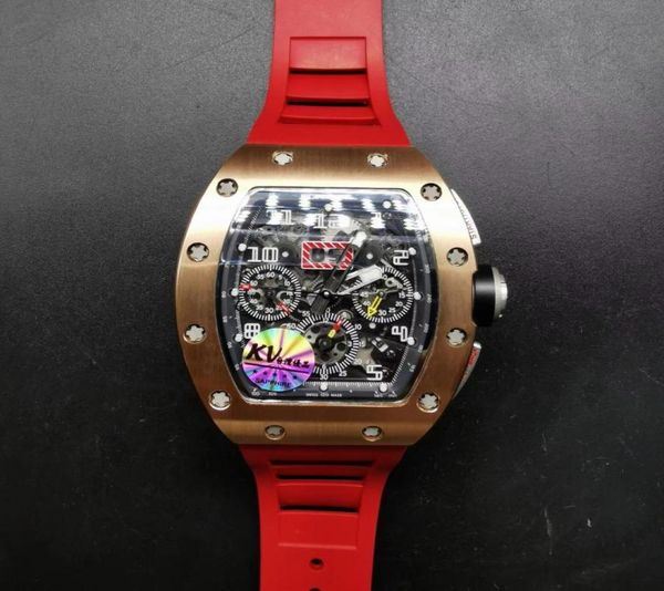 

kv men039s watch 1103 with 7750 multifun ctional chrono movement sapphire crystal glass mirror titanium ceramic case natural r4419469, Slivery;golden