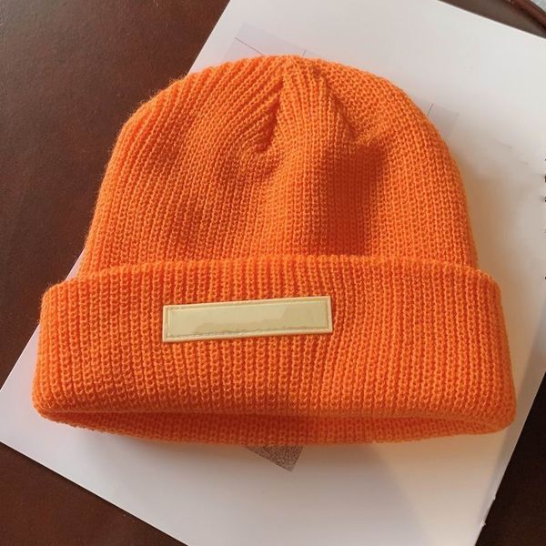 

winter knitted beanie cotton hat women men orange knit thick warm beanies hats bonnet caps, Blue;gray