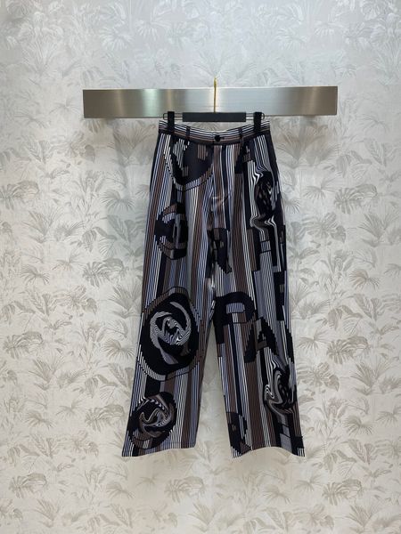 

designer 2023 high waist loose wide leg pants for women autumn letter print pattern pants ladies long trousers, Black;white