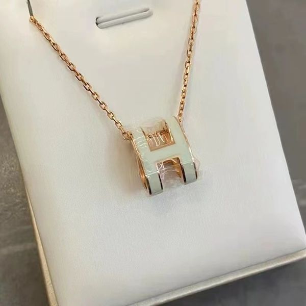 

women's brand designer necklace fashion luxury titanium steel h necklace couple 18k gold pendant necklace gift, Silver