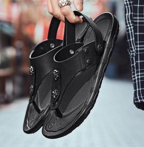 

summer men039s sandals breathable and lightweight flipflops women039s sandy beach shoes flip flops soft bottom5536872, Black