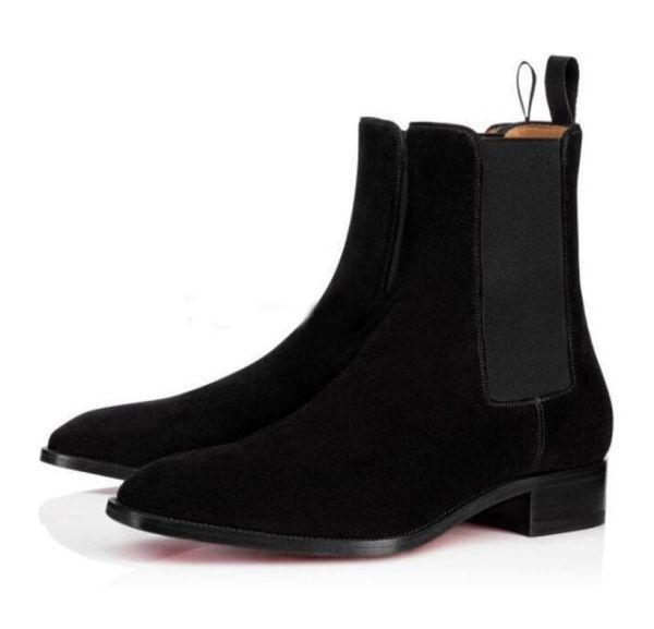 

paris brand shoes redbottoms mens boot roadie flat for men ankle boots design comfortable suede genuine leather perfect party dres9277388, Black