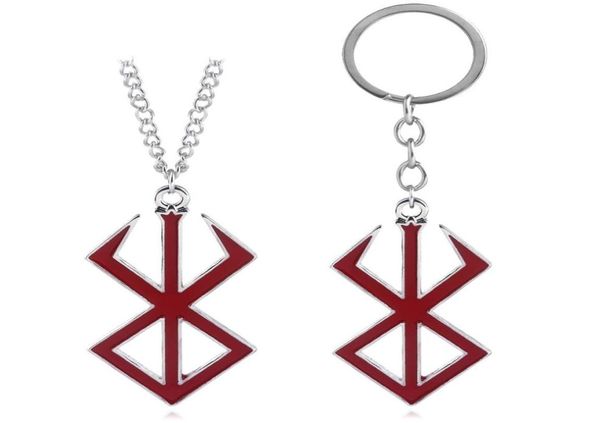 

anime berserk behelit guts red logo brand of sacrifice alloy keychain key chains keyring pendant necklace jewelry accessories4490291, Silver