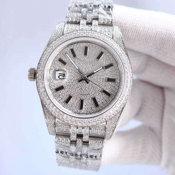 

y5dg wristwatch classic diamond mens watch automatic mechanical watch 41mm with diamond-studded steel 904l for men life waterproof wristwatc, Slivery;brown