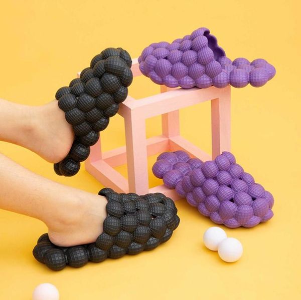 

sandals bubble slides shoes living hollowed out solid color slippers split joint door sport funny beach sandals y05065083864, Black