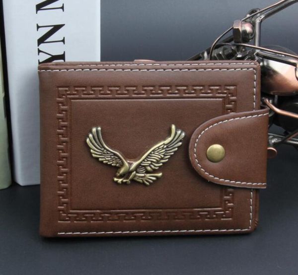 

3pcs mens leather eagle wallet pockets card open clutch cente bifold purse vintage simple short man purse for men gift7388109, Red;black