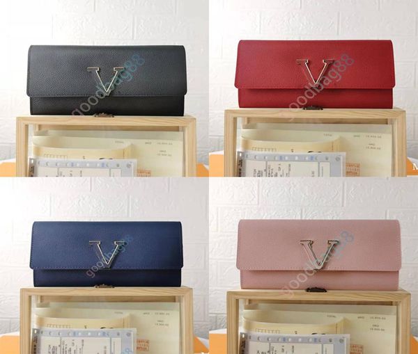 

capucines wallet coin purse card holder key pouch taurillon in beige women small genuine leather goods 4 colors card holder m612489286220, Red;black