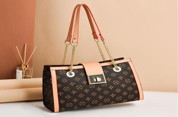 

outlet ladies shoulder bags classic printed chain bag street trend contrast leather handbag horizontal multifunctional color match8786351