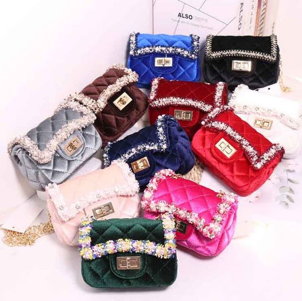 

autumn baby princess handbag winter girls chain pearl crossbody bags mini kids coin purse, Black