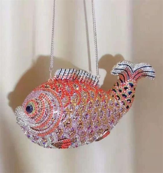 

xiyuan elegant fish shape women evening bags crystal diamond metal clutches wedding party minaudiere purses and handbags 2205273629883