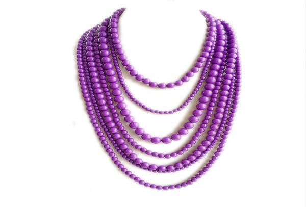 

purple statement seven layered beaded necklace hand making fashion trendy necklace holiday women necklace whole jewelry8966537, Silver