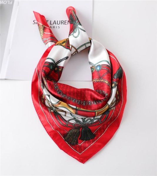 

2021 summer silk scarf lady hair square bag scarves head wraps for women bandanas shawl female kerchief print desinger foulard2631037, Blue;gray