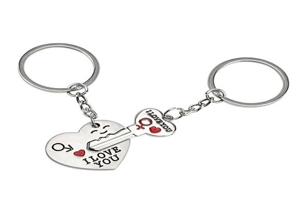 

romantic keyring lovely key chain heart car key ring for lovers couples i love you keychain auto interior accessories9831250, Silver