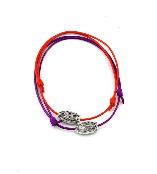 

50pcs wax rope weave bracelet virgin mary alloy beads adjustable cord wrist handmade making diy accessories c541645051, Golden;silver