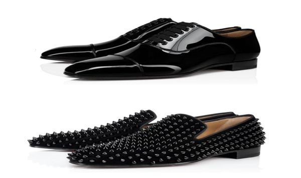 

mens dandelion spikes shoes designer greggo orlato flat shoes black patent leather sude velvet loafer party dress shoe urshoeszone6176353