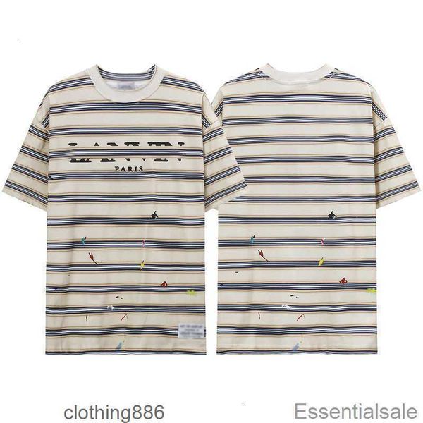 

2023 summer mens lanvins t-shirts designer embroidery stripe short sleeve casual oversize cotton t shirt womens tees luxury men hip hop 9v9w, White;black