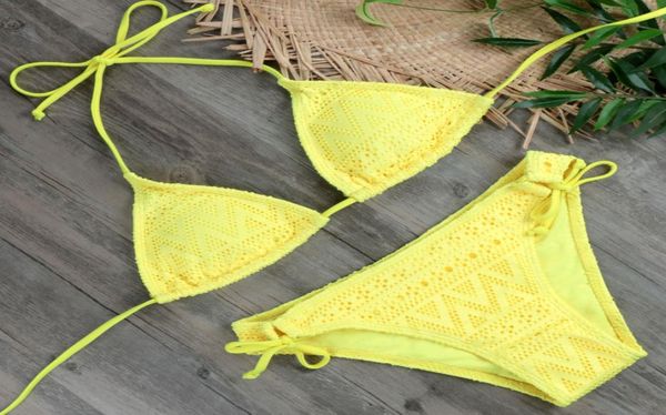 

2019 girls lace bikini set swimwear yellow push up swimsuit monokini female beachwear micro brazilian bikini bathing suit1379040, Black